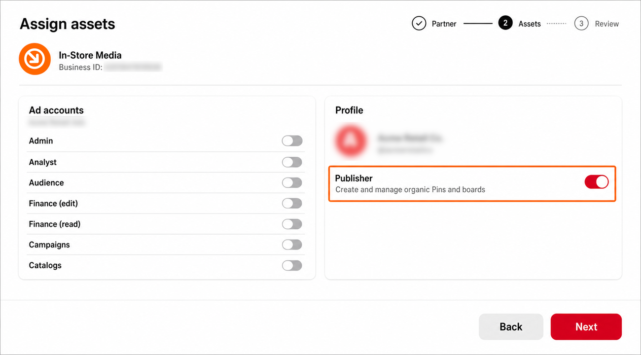 Ticking Publisher under the profile tab with ad toggles off