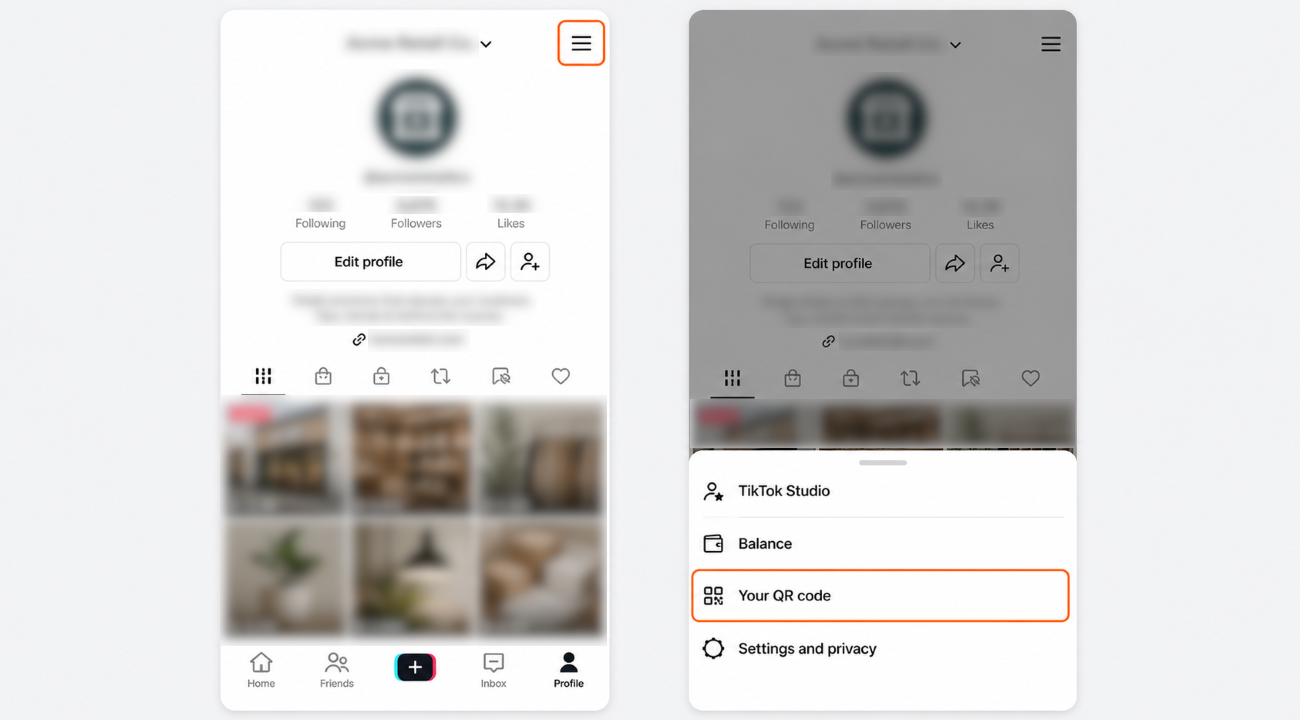 Opening Your QR code from the TikTok Profile menu