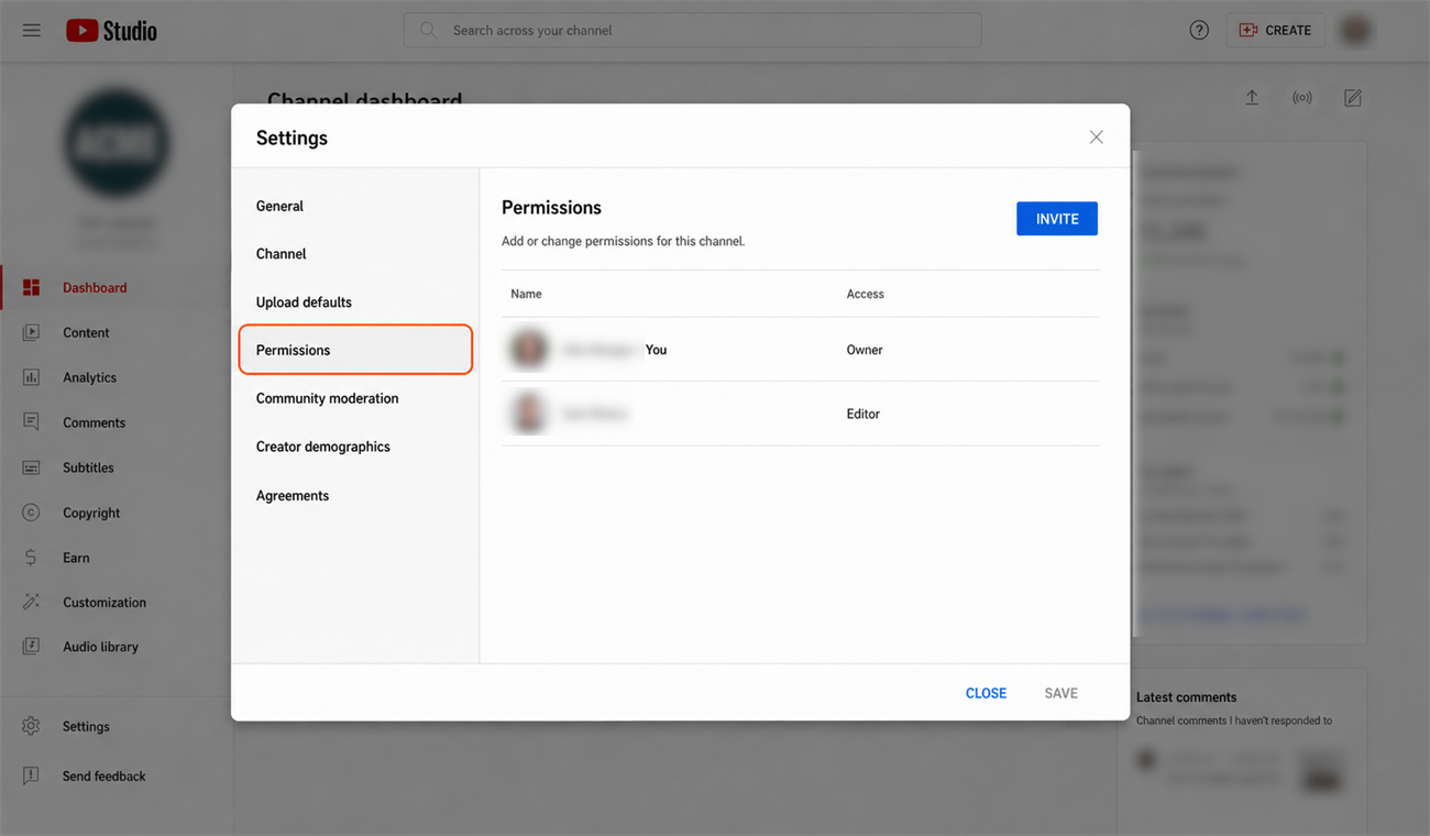 Settings window with the Permissions tab selected