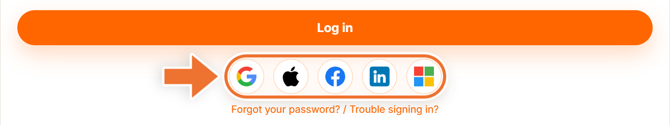 Partner sign-in row with an arrow pointing to the five sign-in buttons