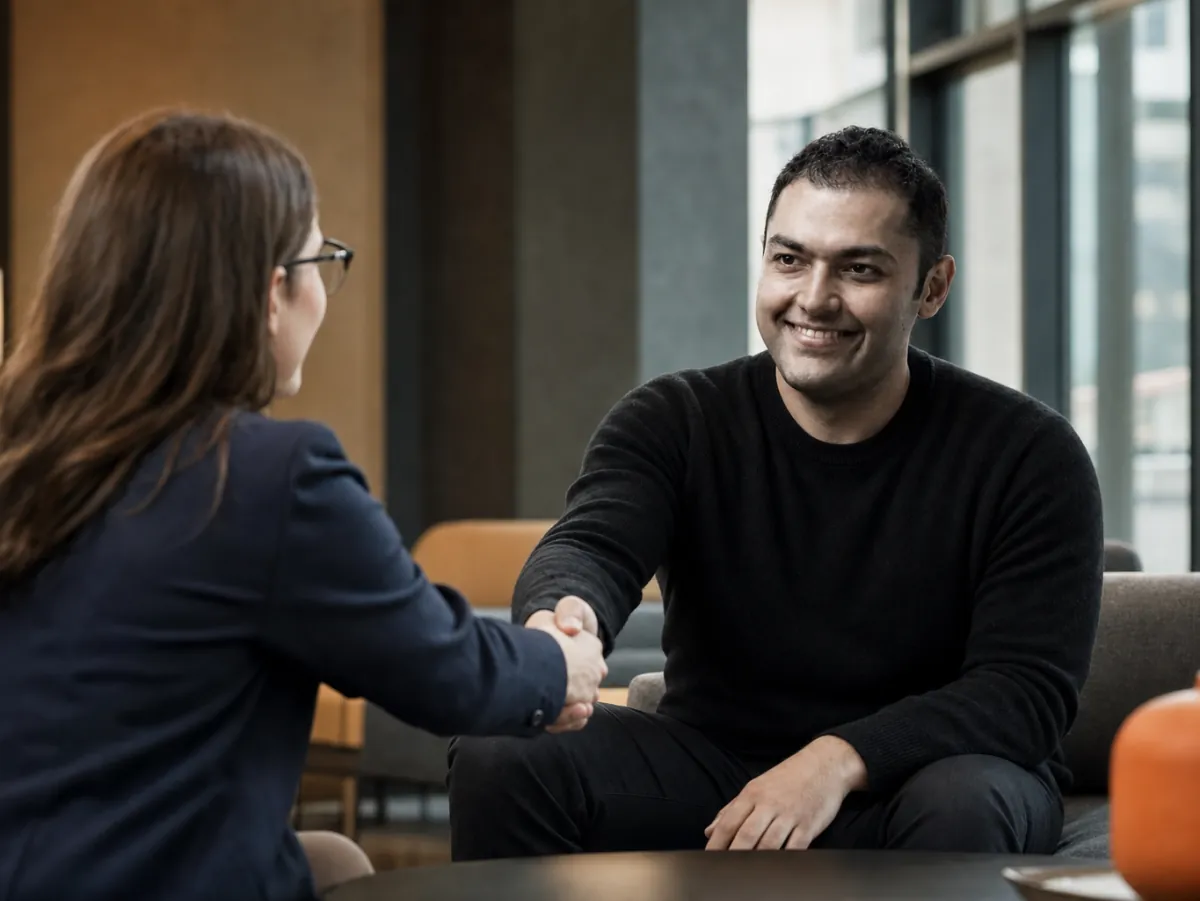 Elnur Kasumov of IN-STORE shaking hands with an agency partner